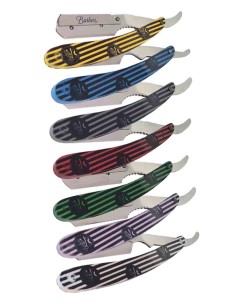 Rasoio Mezza Lama Intera Acciaio a Righe con Logo